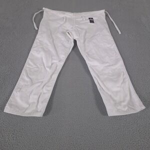 Fuji Pants Mens A1 White Martial Arts Straight Leg Cotton Blend Reinforced Knee